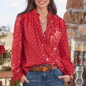 Floral Red Blouse